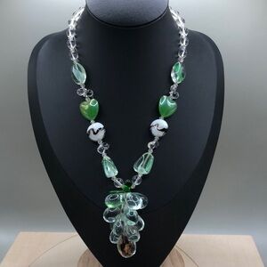 Artisan art glass statement style art to wear boho necklace.
